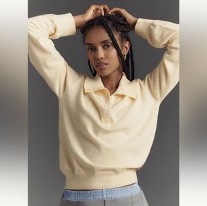 FRNCH LONG-SLEEVE COLLARED POLO JUMPER LIGHT YELLOW